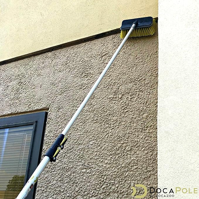 DOCA Scrub Brush Attachment for Long Handle Extension Pole - Outdoor Broom and Scrubbing Brush for House Floor, Deck, Patio, Car - Hard Brush